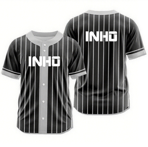 Camiseta de Béisbol Personalizada Blanca con Rayas Negras, Camisa con Botones, Uniforme de Equipo Personalizado, Ropa Deportiva Transpirable, Sublimación - Product Image 3