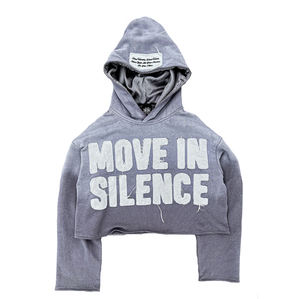 Sudadera con capucha unisex de algodón 100% con cremallera, estilo hip hop, streetwear, con pedrería, lavado ácido personalizado, bordado desgastado, 320 g/m² - Product Image 3