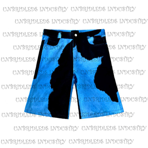Shorts pour hommes en cuir de vachette évasés, noir et bleu, marque privée, qualité supérieure, personnalisable - Product Image 1