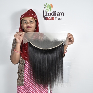 Prix de gros – Meilleure qualité HD – Cheveux humains indiens Remy – Frontal lisse – Style naturel – Double trame machine – Doux et soyeux - Product Image 2