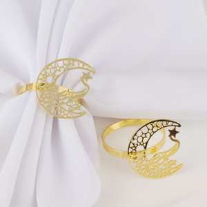 Anneaux de serviette en laiton massif haut de gamme, accessoires de table décoratifs de luxe pour mariage, table à manger, restaurant et décoration intérieure - Product Image 2