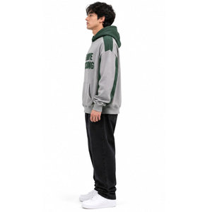 Sudadera con Capucha Be Brave Be Strong para Hombre, Color Gris Verde, Manga Raglán, Algodón French Terry, Estilo Casual Otoñal, Corte Regular, Diseño con Bolsillos - Product Image 6