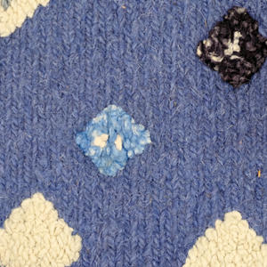Tapis en laine tufté à la main bleu indigo confetti, motif losanges modernes, avec bordure, antidérapant, écologique, à poils épais pour - Product Image 3