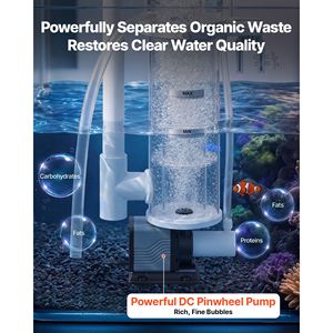 Écrémeur de protéines pour aquarium d'eau salée de 30 à 80 gallons, pompe à roue à aubes DC à fixation externe avec contrôle réglable - Product Image 2
