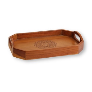 Plateau de service rectangulaire en bois de luxe peint à la main, respectueux de l'environnement, taille personnalisée, finition naturelle, élément élégant pour les fêtes, à utiliser dans n'importe quelle maison - Product Image 5