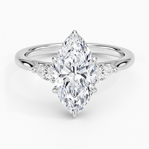 Bague BOJ 079 en argent 925, taille marquise, avec halo de pierres et griffes, solitaire en moissanite 2 carats couleur D VVS1 certifiée GRA, prix bas - Product Image 1