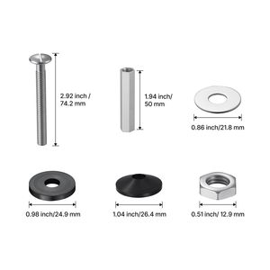 Kit di bulloni per sedile WC in acciaio inossidabile resistente da 2 pezzi, bulloni universali di ricambio per cassetta WC con viti, bulloni per mobili - Product Image 5