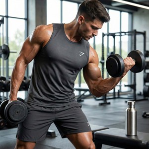 FIFOSPORTS Camiseta de Gimnasio Personalizada con Logotipo para Hombre, 100% Algodón Ecológico de Secado Rápido, Camiseta Deportiva para Entrenamiento Muscular, Venta al Por Mayor, OEM - Product Image 2