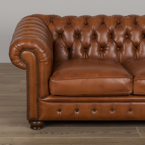 Sofá Chesterfield de Cuero Marrón de Alta Calidad, 3 Plazas, con Botones Decorativos, Sofá de Lujo para Sala de Estar, Oficina, Hotel - Product Image 4