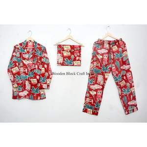 Conjunto de Pijama de Algodón Transpirable con Estampado Único y Estético, Camisa de Pijama Larga, Conjunto de Pijama Cómodo, Traje de Dormir Floral, Conjunto de Pijama de Verano - Product Image 6