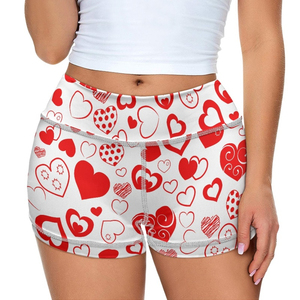 Shorts de Yoga para Mujer, Estampado Tropical de Palmeras, Impresión Digital, Tejido de Poliéster, Secado Rápido, Cierre con Cordón, Cintura Media, Casual, Regular - Product Image 2