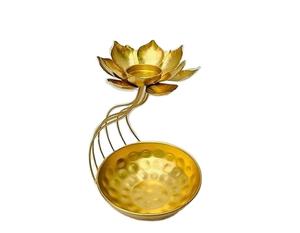 Support de chocolat poli en or de conception martelée pour le service de chocolat et l'utilisation de service de dessert support de chocolat de forme ronde - Product Image 1