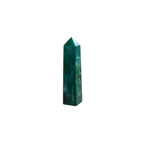 Pierre précieuse brute sculptée en forme de prisme hexagonal de cristal vert naturel pour décorations et artisanat de Noël - Product Image 1