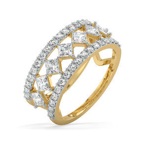 Anillo de Eternidad de Oro Amarillo con Diamantes, Corte Brillante Redondo, Anillo de Boda Clásico para Mujer - Product Image 2