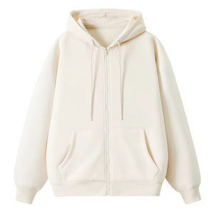 Sudadera con capucha de alta calidad para hombre, talla grande, con cremallera, estilo americano, corte holgado, color sólido, forro polar, gruesa, informal. - Product Image 2