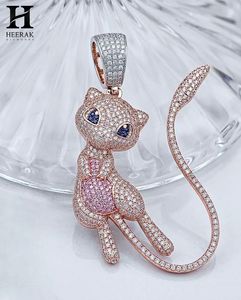 Bijoux Hip Hop Personnalisés, Pendentif Personnage Anime Blanc Rose Sertie de Pierres, Breloque Chat - Product Image 4