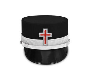 Luxury Custom Logo Outdoor Headwear Knights Templar Fatigue <b>Cap</b> 100% Wool Silver Metal Braid Premium Black Customizable - Product Image 1