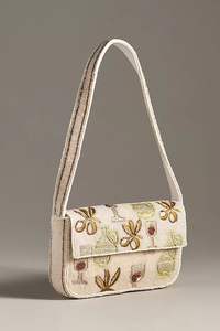 Bolso Bandolera de Tela Crema con Cuentas de Flor de Tulipán para Mujer, Cartera de Noche Floral con Correa Larga, Bolso de Hombro con Patrón Geométrico y Cuentas - Product Image 6