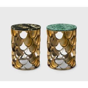 Mesa Auxiliar de Aluminio de Alta Calidad, Mueble de Primera Calidad con Detalles Metálicos, Otomana para Sala de Estar, Hogar u Hotel, en Latón - Product Image 6