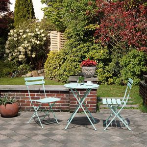 Set Bistrot Pieghevole Ecologico in 3 Pezzi con Telaio in Acciaio per Balcone e Giardino - Product Image 1