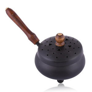 Luxury Black Metal Burner with Wooden Handle Eco-Friendly Anti-Odour Incense Holder for Sandalwood & Charcoal - Product Image 5