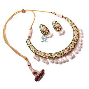 Kaanti Meenakari Polki <b>Necklace</b> & <b>Earring</b> <b>Set</b>-Gold Plated Festival <b>Bridal</b> Jewelry - Product Image 4