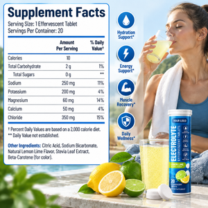 Comprimés effervescents électrolytiques de qualité supérieure, 20 unités, pour une hydratation quotidienne facile et un mélange pratique dans l'eau - Product Image 2