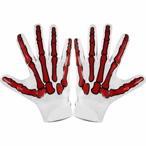Custom Design American Football Receiver Gloves Full Finger Anti-slip <b>Sticky</b> Grip Adjustable <b>Hook</b> Loop Closure Comfortable Youth - Product Image 1