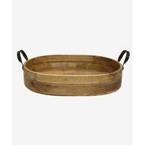 Plateau de service artisanal en bois de manguier avec poignées métalliques, plateau en bois écologique pour la maison, l'hôtel, la cuisine et les restaurants - Product Image 2