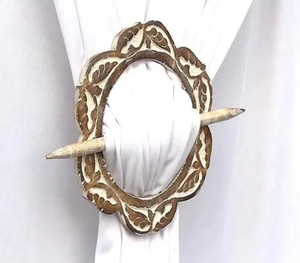 Wood <b>Tieback</b> Ring With Magnetic Ring Decorating Wooden Curtain <b>Tieback</b> Curtain Hooks Wholesale Price - Product Image 5