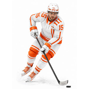 Ensemble de maillot de hockey sur glace blanc et orange, manches longues, impression sublimée, évacuation de l'humidité, coupe athlétique pour homme adulte, uniforme de hockey sur glace - Product Image 4