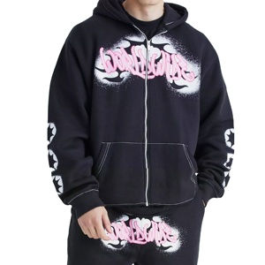 Ensemble de survêtement pour homme en coton 100% de haute qualité, taille plus, hiver, sweat-shirt à fermeture éclair intégrale, ensemble 2 pièces - Product Image 2