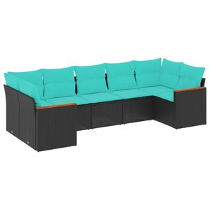 Set Divano da Esterno in Polyrattan Nero a 7 Pezzi con Cuscini e Soluzione di Stoccaggio Pratica - Product Image 2