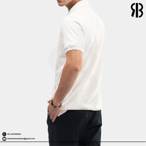 OEM <b>Men's</b> <b>White</b> Knitted Short Sleeve <b>Polo</b> Shirt Solid Color Casual Breathable Cotton Fabric Regular Fit With Button Design Shirt - Product Image 2