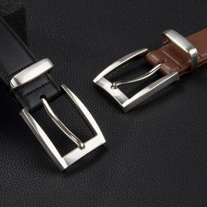 Men's Premium Quality Classic Casual Cow Hide Genuine Leather <b>Square</b> Alloy Buckle <b>Adjustable</b> Length Eco-Friendly Heavy Duty Belt - Product Image 3