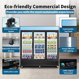 Congélateur vertical commercial ORIKOOL de 70 pieds cubes avec panneau supérieur LED, vitrine réfrigérée à porte vitrée battante, réfrigérateurs de présentation - Product Image 4