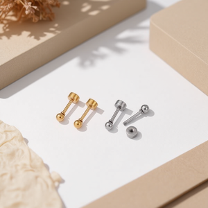 Orecchini a Perno Piccoli in Acciaio Inossidabile Ziin, 6mm, Orecchini alla Moda - Product Image 2