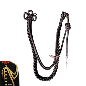 Cordon d'épaule tressé rouge avec embout en laiton, cordon d'épaule avec embout doré métallique - Product Image 4