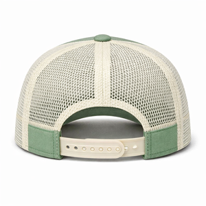 Casquette Trucker Structurée à 5 Panneaux Personnalisée en Gros, Profil Moyen, Pré-courbée, Vert Sauge et Crème, avec Patch en Caoutchouc TPU 3D - Product Image 2