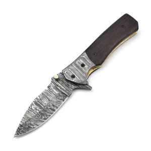 Navaja Plegable con Mango Marrón Oscuro y Empuñaduras Decorativas en Tono Plateado para Camping, Viajes, Actividades al Aire Libre y Accesorios de Cuchillería - Product Image 1