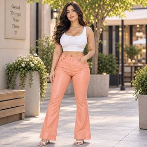 Custom Women <b>Leather</b> Pants Relaxed Fit Soft <b>Leather</b> Casual <b>Trousers</b> Bulk Order Factory Direct Production <b>Trousers</b> for Ladies - Product Image 2