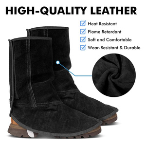 Protège-chaussures de soudage en cuir de vachette pleine fleur de qualité supérieure, résistants aux flammes, couvrant entièrement la chaussure, ajustables - Product Image 4