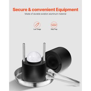 "<b>Cocktail</b> Smoker <b>Kit</b> Aluminum Ice Press Large Mat Tong Drip Tray Glass for Ice Ball <b>Making</b>" - Product Image 5