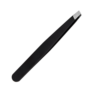 Kit de 5 pinces à épiler de précision en acier inoxydable à pointe inclinée pour les poils du visage, les points noirs et les éclats cutanés, avec étui en PU - Product Image 1