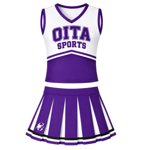 Ensemble d'uniformes de cheerleading violet royal, haut sans manches à col en V, jupe plissée, pour équipe sportive, performance de danse, entraînement et compétition - Product Image 1