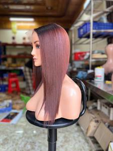 Peluca marrón café recta de hueso suave y sedoso hecha de cabello humano súper doble dibujado vietnamita de alta calidad 100% disponible - Product Image 2