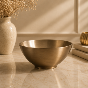 Wholesale Brass and Silver Bowl with Wooden Spoon Perfect for Serving Salads or Snacks Stylish and Durable Kitchenware - Product Image 3