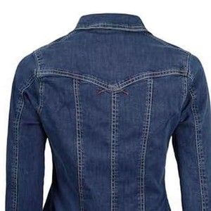 Women's Cropped Blue <b>Denim</b> <b>Jacket</b> Casual Fashion Cotton Button Front Jean Coat OEM ODM Private Label Wholesale Supplier - Product Image 5