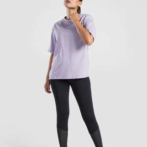 Camiseta de Manga Corta con Cuello Redondo para Mujer, 100% Algodón, Secado Rápido, Transpirable, Ecológica, Tejida, Informal, Lisa, Teñida - Product Image 2