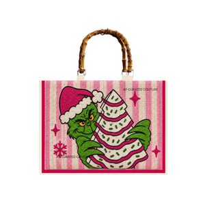Sac fourre-tout noir pour femme avec perles, motif ampoule de Noël, poignée en bambou, sac à main vintage, sacs fourre-tout pour thème de Noël, sacs personnalisés - Product Image 2